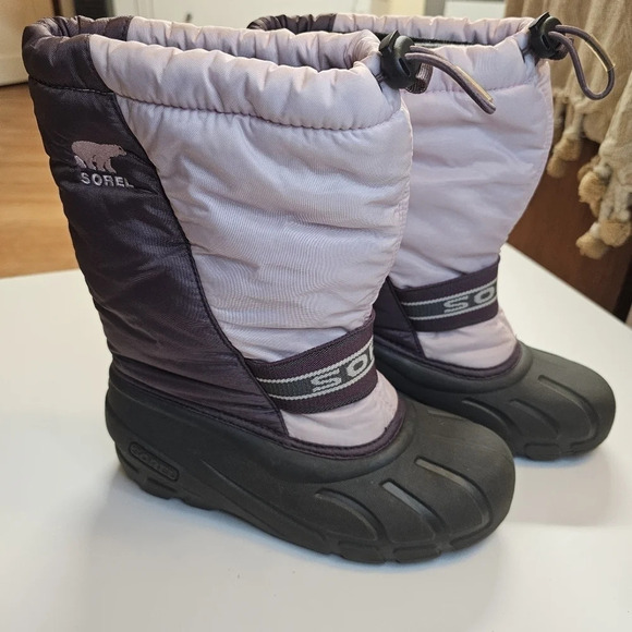 Sorel Winter Snow Boots Insulated Drawstring Purple Pink Size 5 - Picture 1 of 13